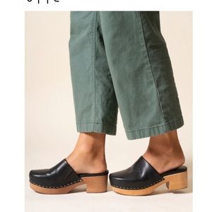 Charlotte Stone Black Leather Martino Clogs